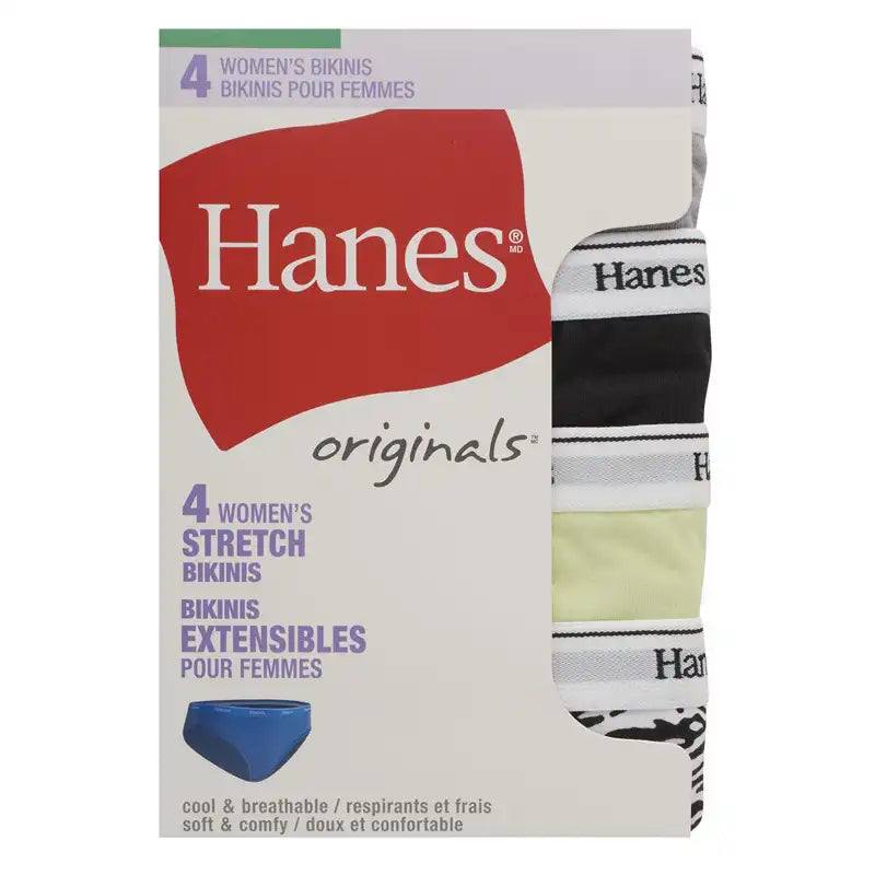 Hanes Womens Originals Breathable Stretch Cotton Bikinis, Pack of 4