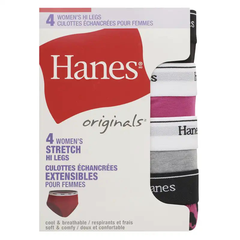 Hanes Originals Womens Underwear Briefs Cotton Stretch Hi-Legs Hi-Cut Size  M