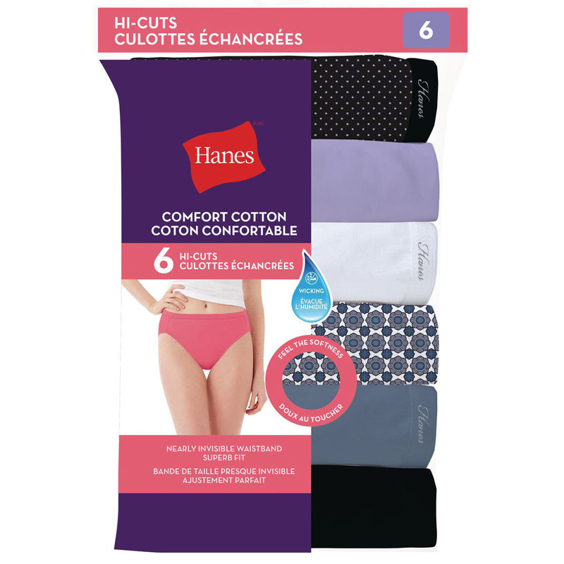 Women's 10-Pack Breathable Cotton Hi-Cuts Panty Underwear! (Size 6)