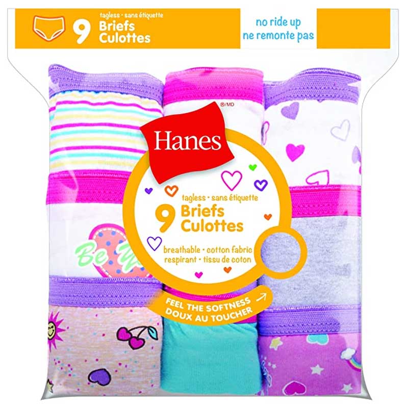 Hanes Girls Brief (Pack of 9) : : Clothing, Shoes & Accessories
