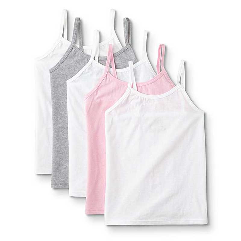 Girls' Undershirt - 100% Cotton Cami - Camisole Tank Top (6 Pack