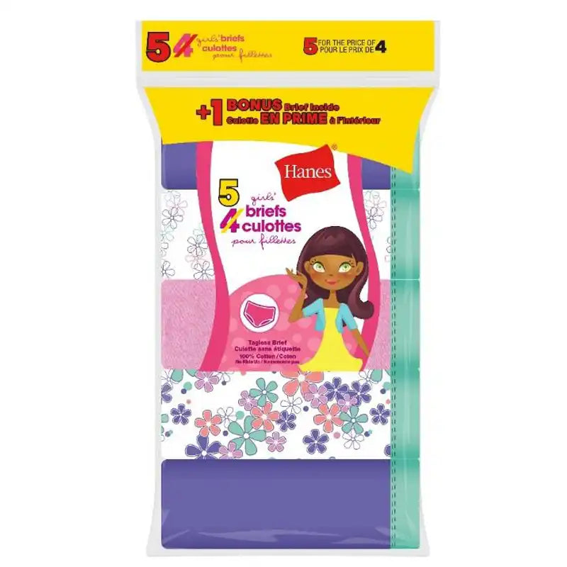 Hanes Toddler Girls' Tagless Cotton Briefs, 6-Pack