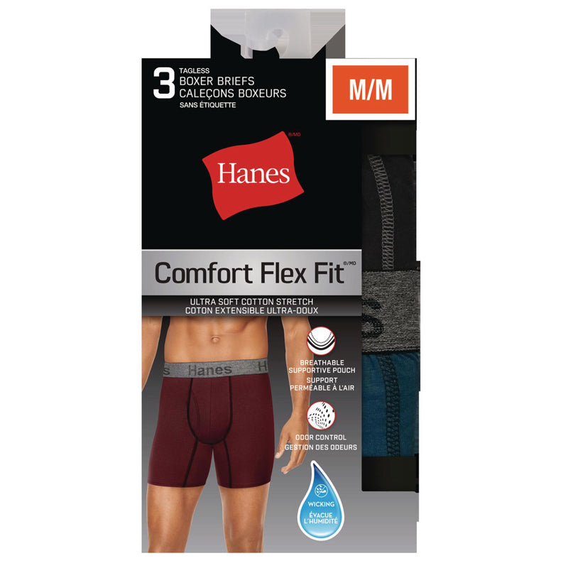Hanes Boys' 3 Pack Ultimate Comfort Flex Solid Knit Boxer, Assorted, Small