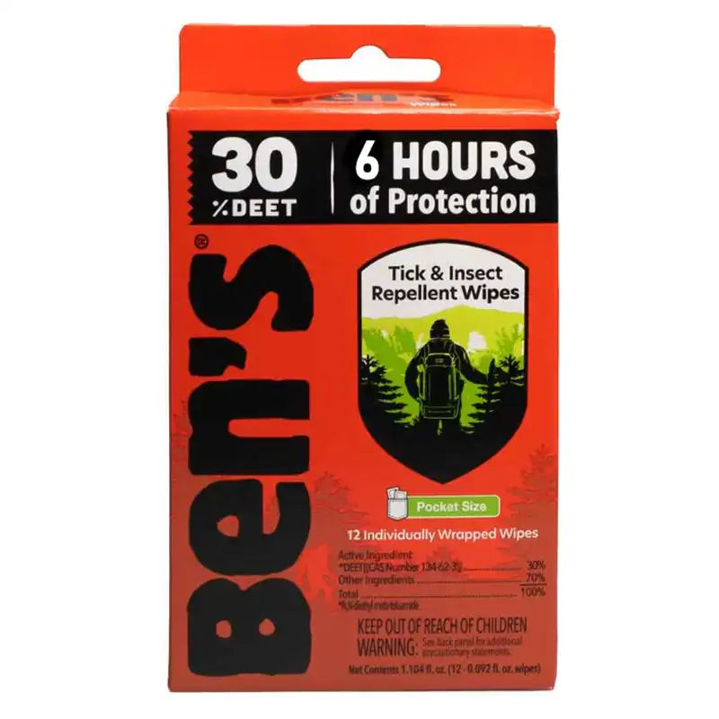 Ben's 12 pack Tick and Insect Repellent Wipes