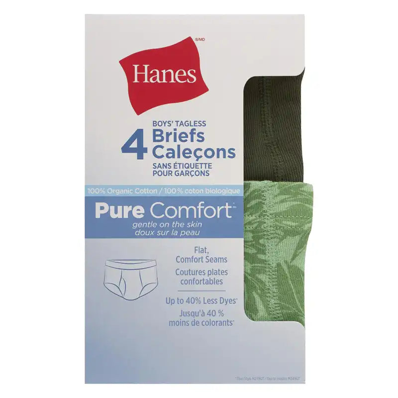 Hanes Ultimate Boys' ComfortSoft Cotton Briefs Dark Print 4-Pack