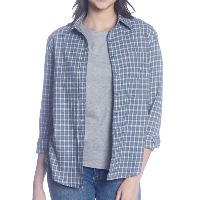 DKR Women's Flannel Shirt Periwinkle Plaid