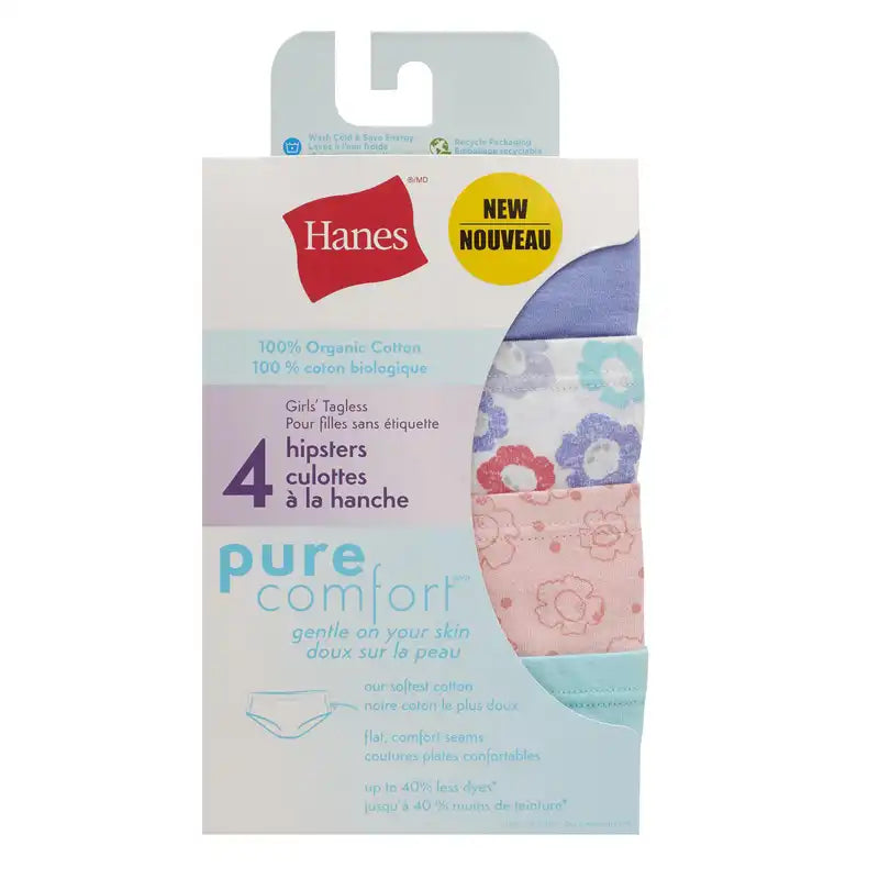Hanes Girls 4 pack Pure Comfort Hispters
