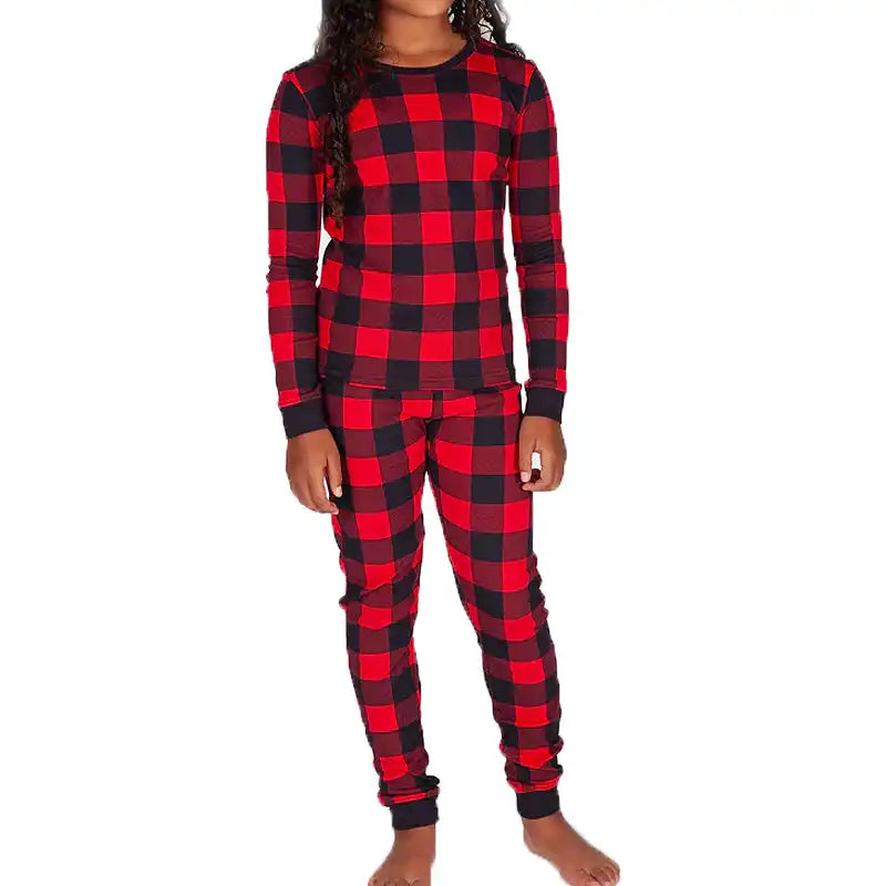 Red Plaid LazyPants Kids Cotton Pajama Set