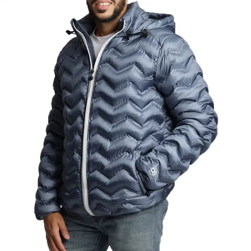 O8 Men's Puffer Jacket Side Metallic Cobalt