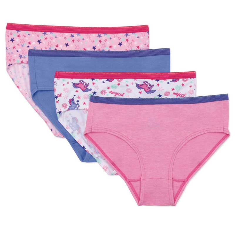 Hanes Girls' 100% Cotton Tagless Brief Panties, Assorted 9-Pack, 4 