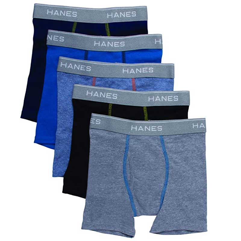  Boys Underwear, Cotton Stretch Boxer Briefs,  Moisture-Wicking, Assorted 4-Pack, Navy/Teal/Grey, Medium
