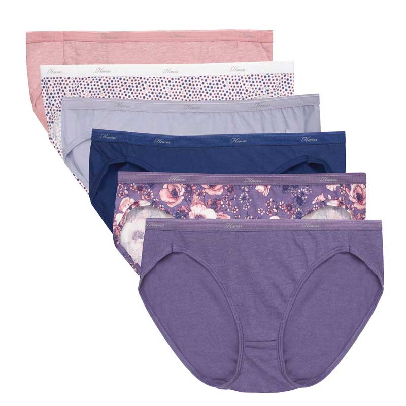 Women's Hanes Underwear, Purple Bikini 95% Cotton, Size 5, 3 Pack, MSRP $22  💃