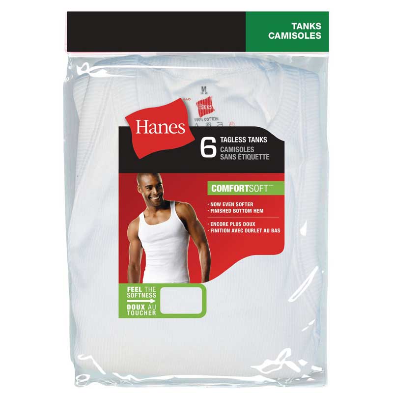 Hanes 6-Pack Tank Men's Soft Breathable Under wear shirt Assorted Colors  S-2XL