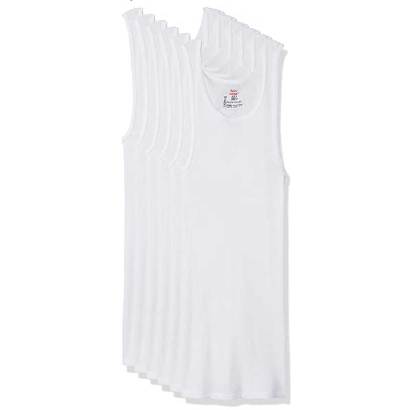 Hanes Ultimate Big Men’s White Tank Top Undershirt Pack, Cotton, 5-Pack,  (Big & Tall Sizes)
